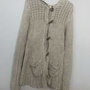 Cream Cable Knit Sweater with buttons size Large